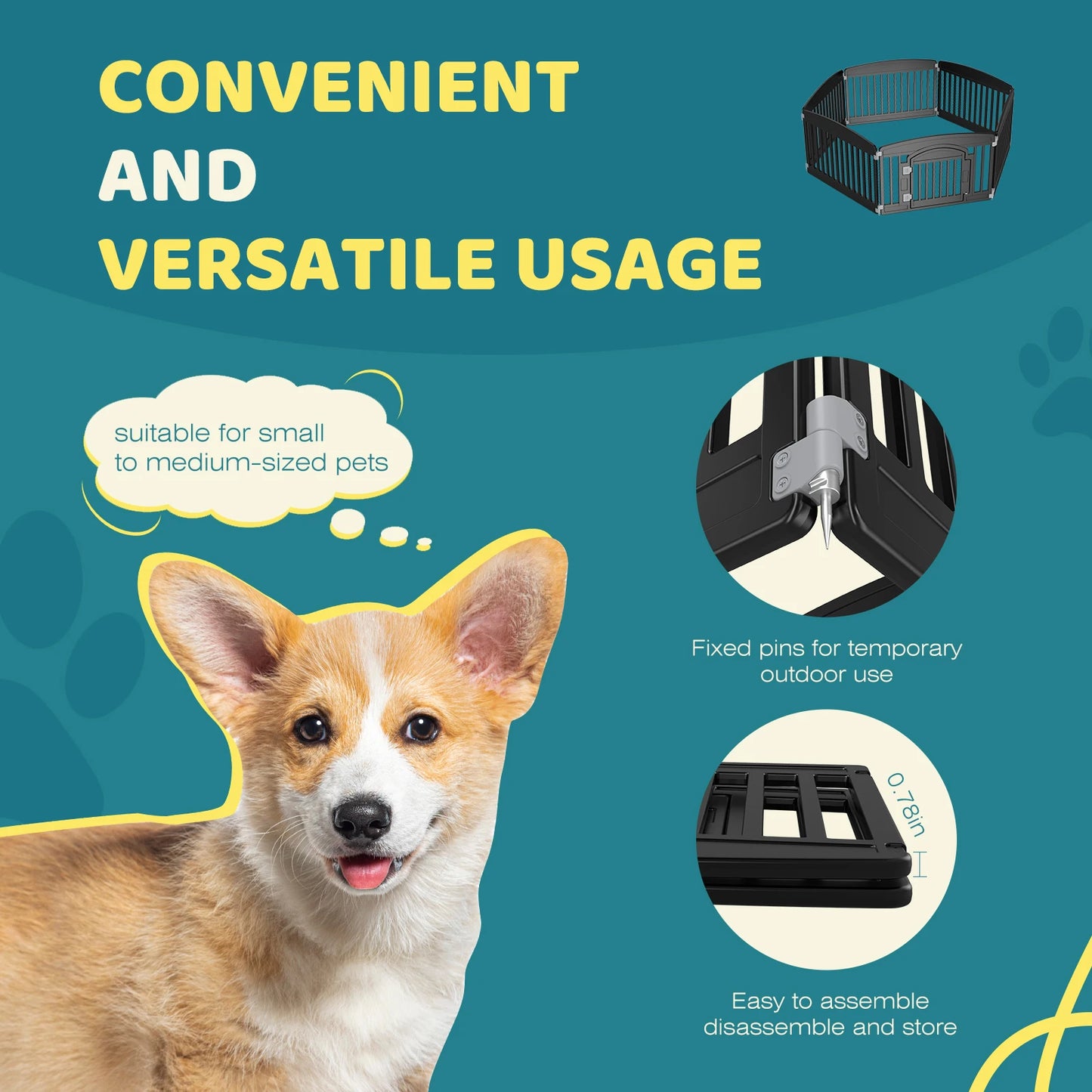JHK Expandable Plastic Dog Playpen For Small And Medium Dogs