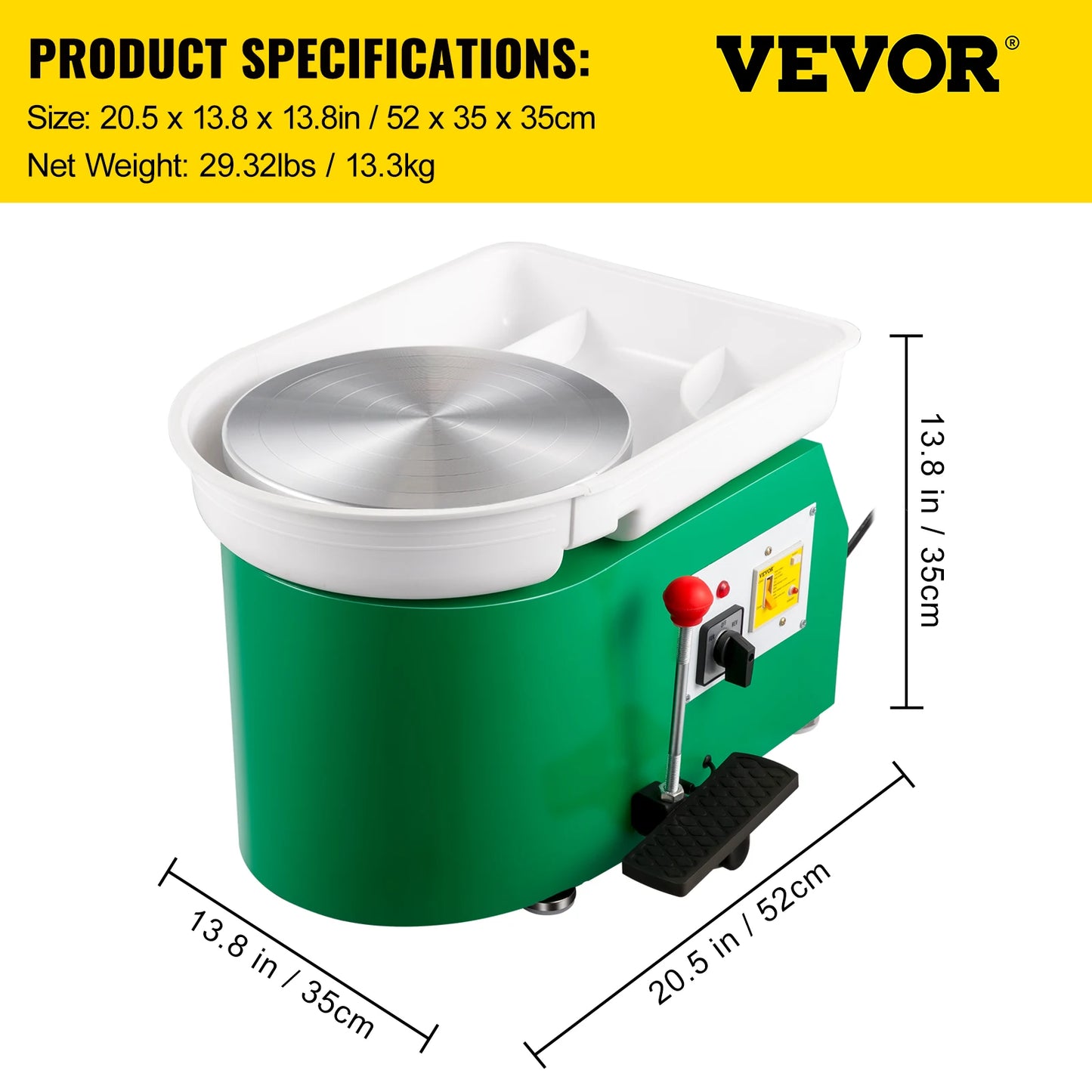 SucceBuy 350W Electric Pottery Wheel With Foot Control For Ceramics