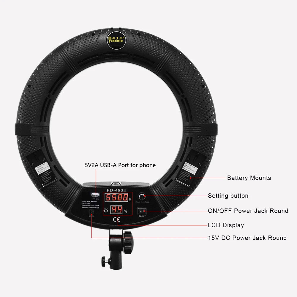 Yidoblo 96w Bicolor LED Ring Light Kit Including Stand Bag