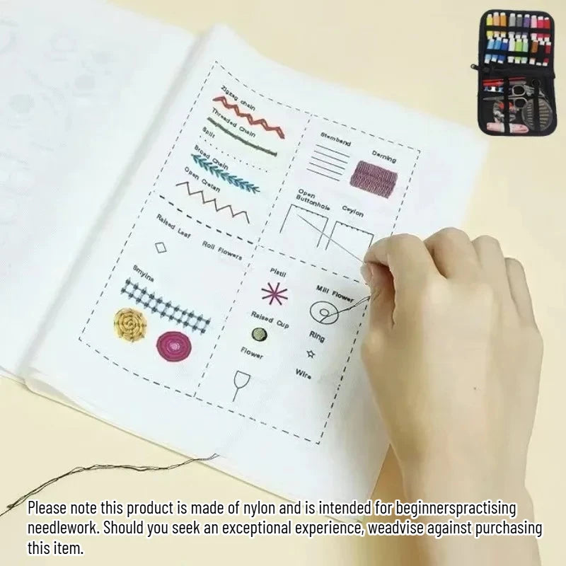 DIY Cross-Stitch Embroidery Needlework Pattern Book Linen Beginner Guide