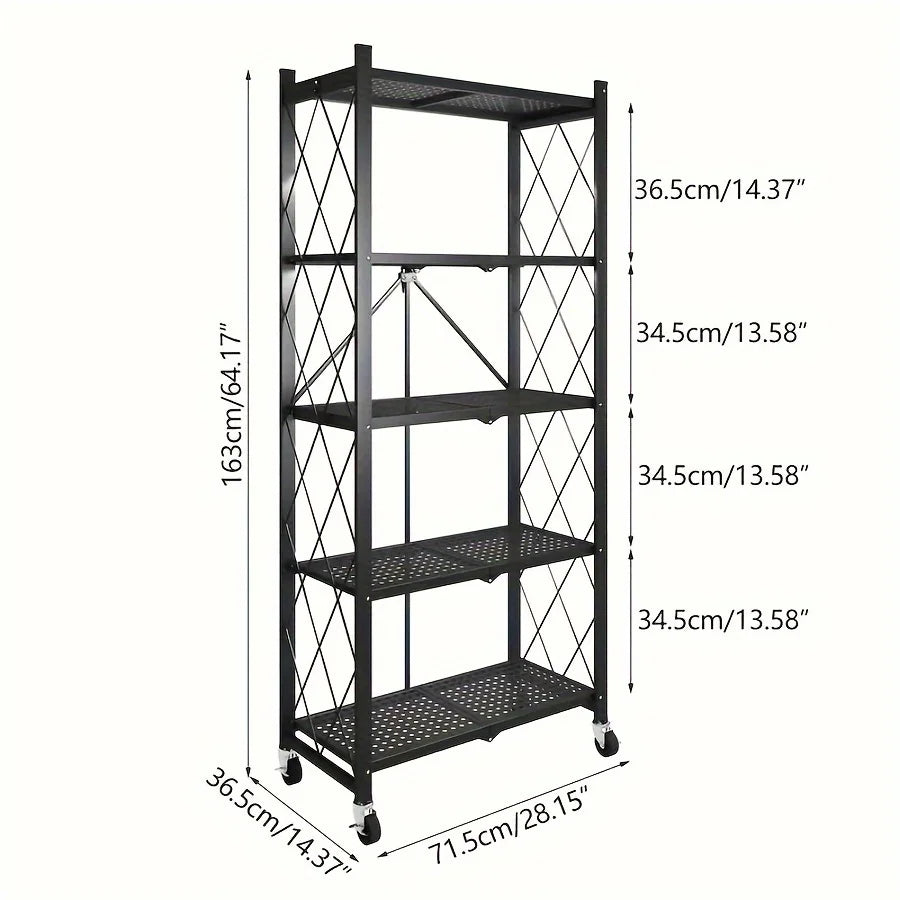 Heavy Duty Foldable Metal Storage Rack With Wheels Garage Kitchen