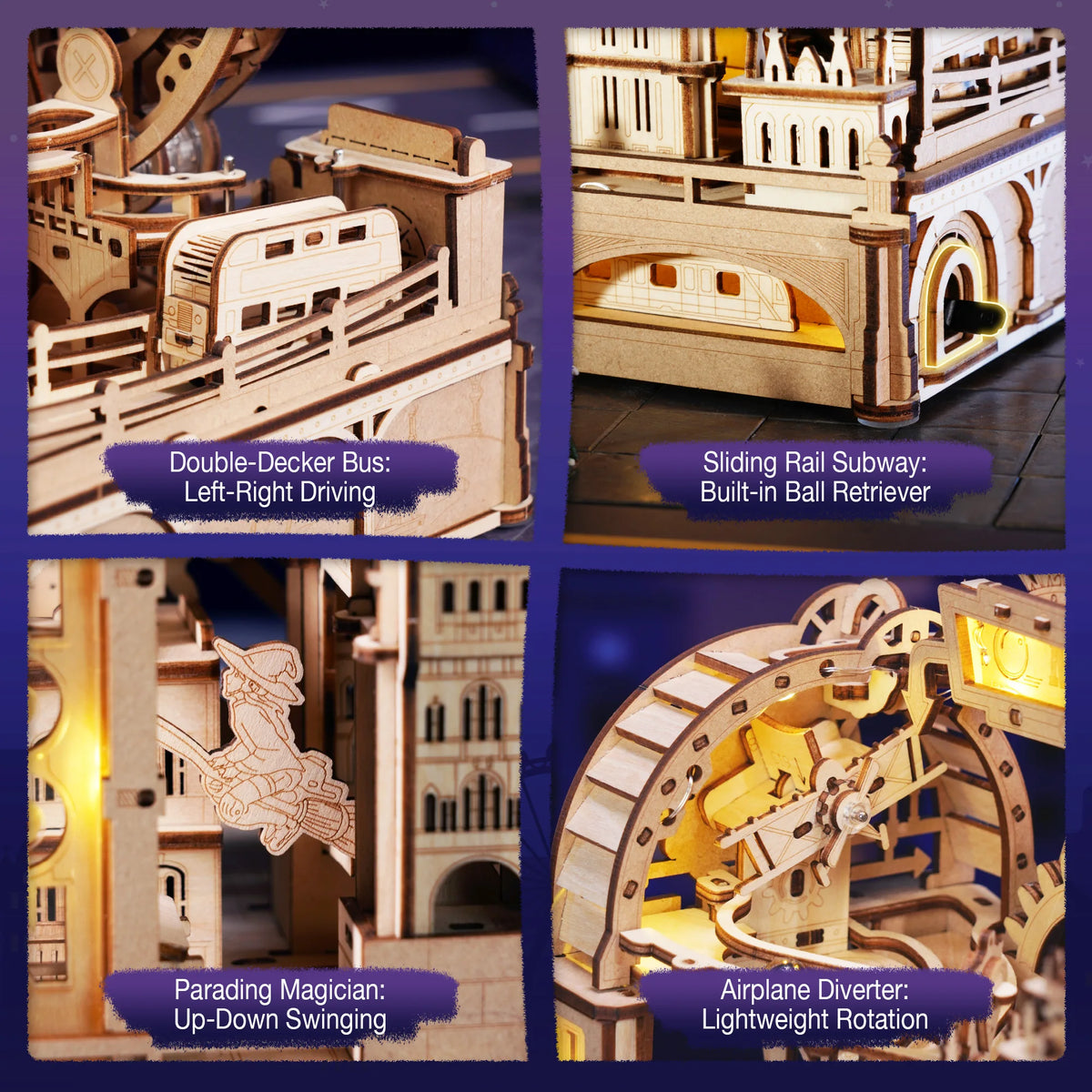 Robotime London City 3D Wooden Marble Run Mechanical Puzzle Kit