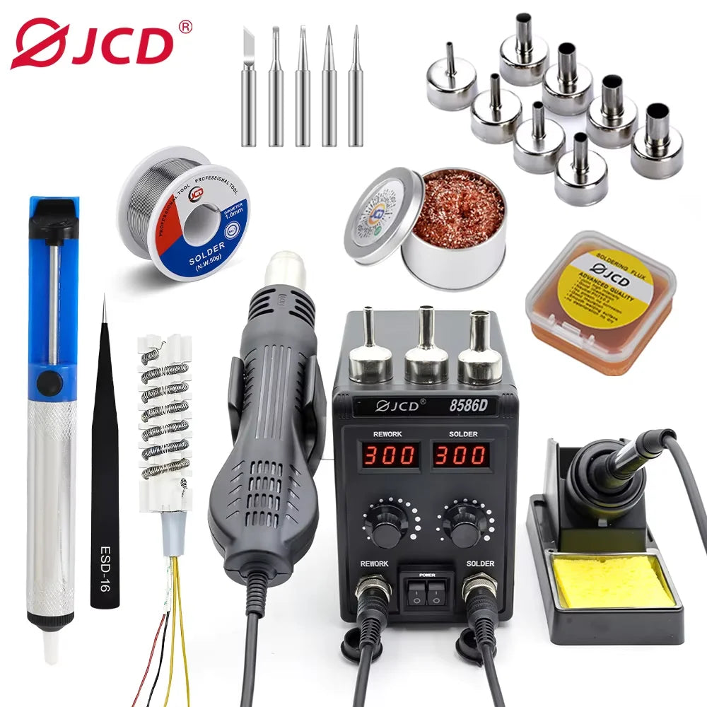 JCD 8586D Soldering Station Hot Air Gun and Soldering Iron