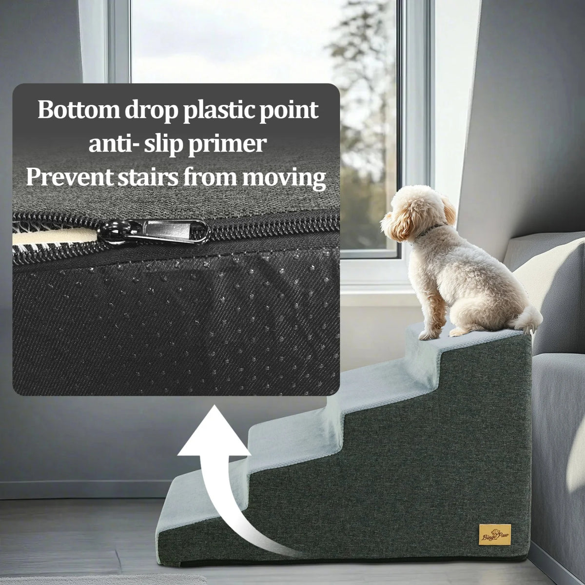 Dog Stairs Ramp With Washable Cover Non Slip Steps Sofa