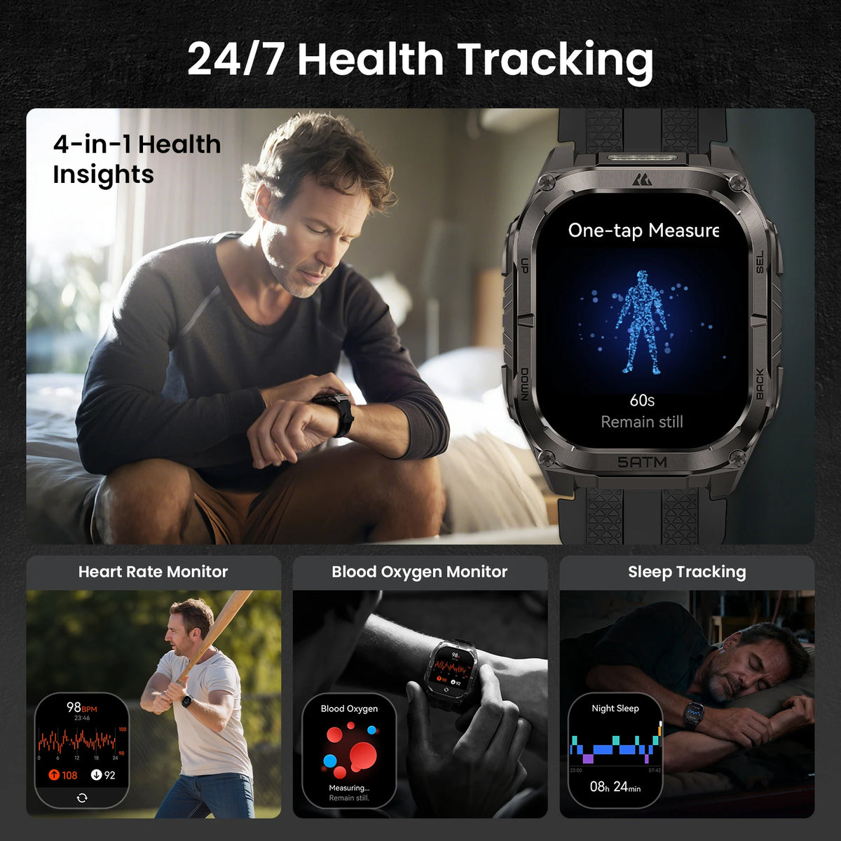 Kospet Tank M4C GPS Smartwatch For Men Waterproof Health Tracker