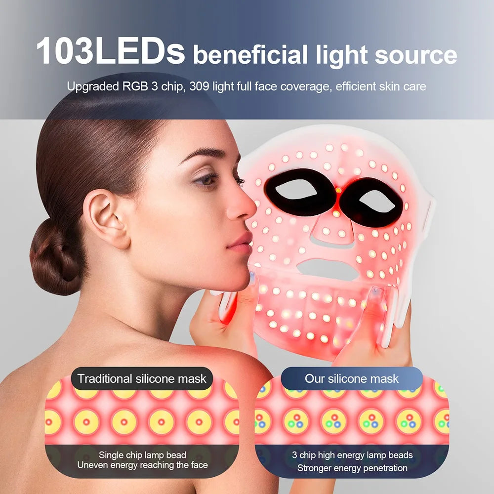 Foreverlily Silicone LED Face Neck Mask Skin Rejuvenation Wireless Therapy