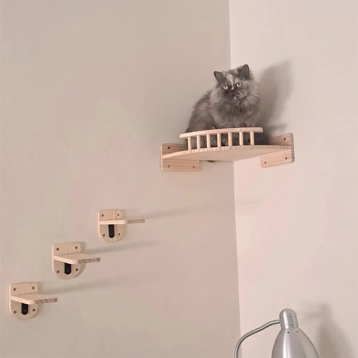 CWV Wall Mounted Corner Hammock With Steps Cat Tree Set