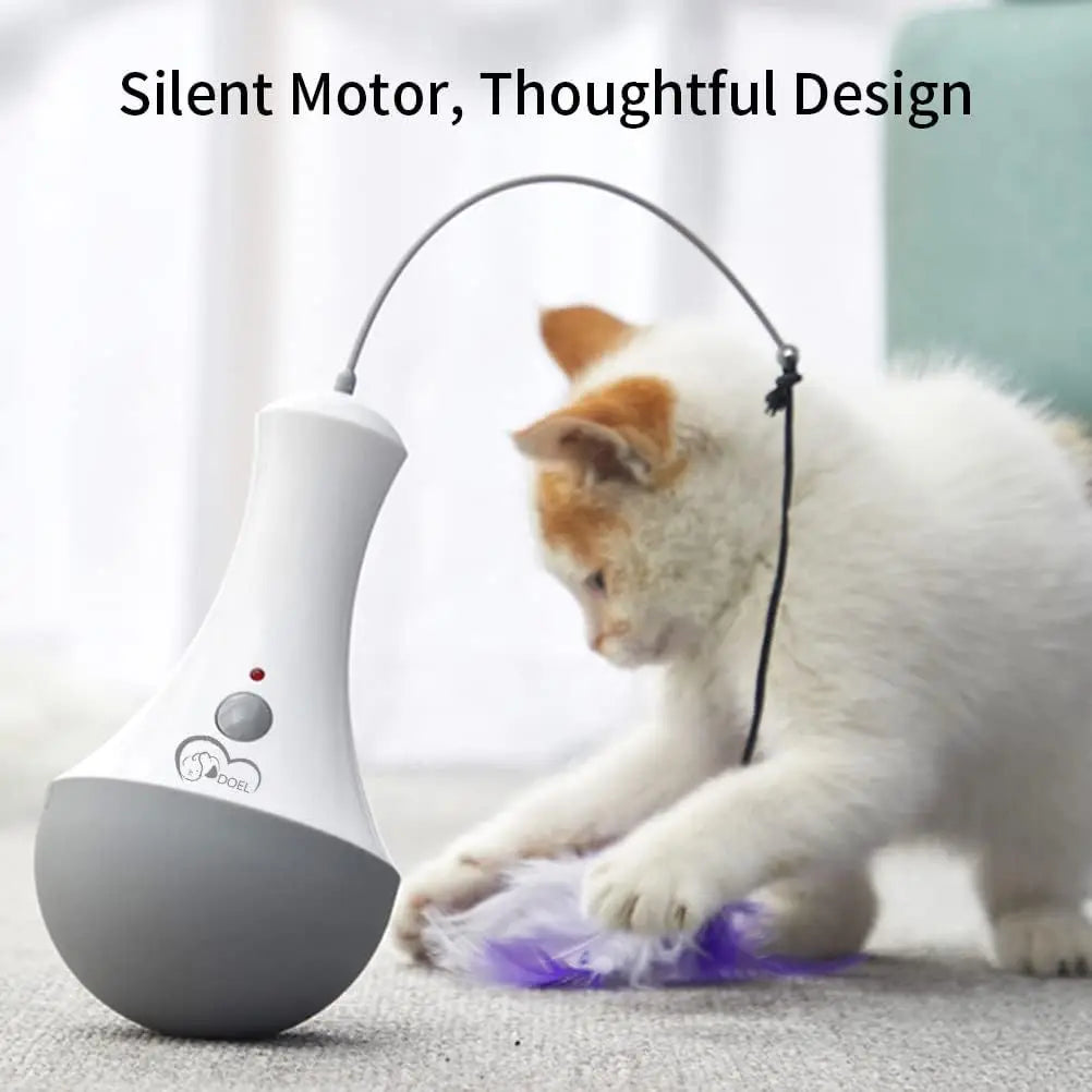 Cat Interactive Feather Toy Teaser For Kittens Indoor Automatic Spinner