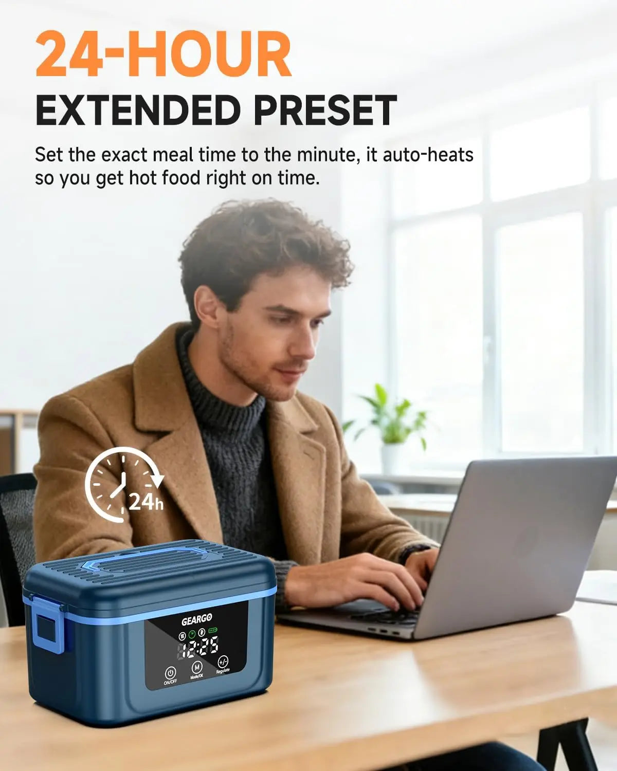 Cordless Heated Lunch Box With Self Heating and Ice Box