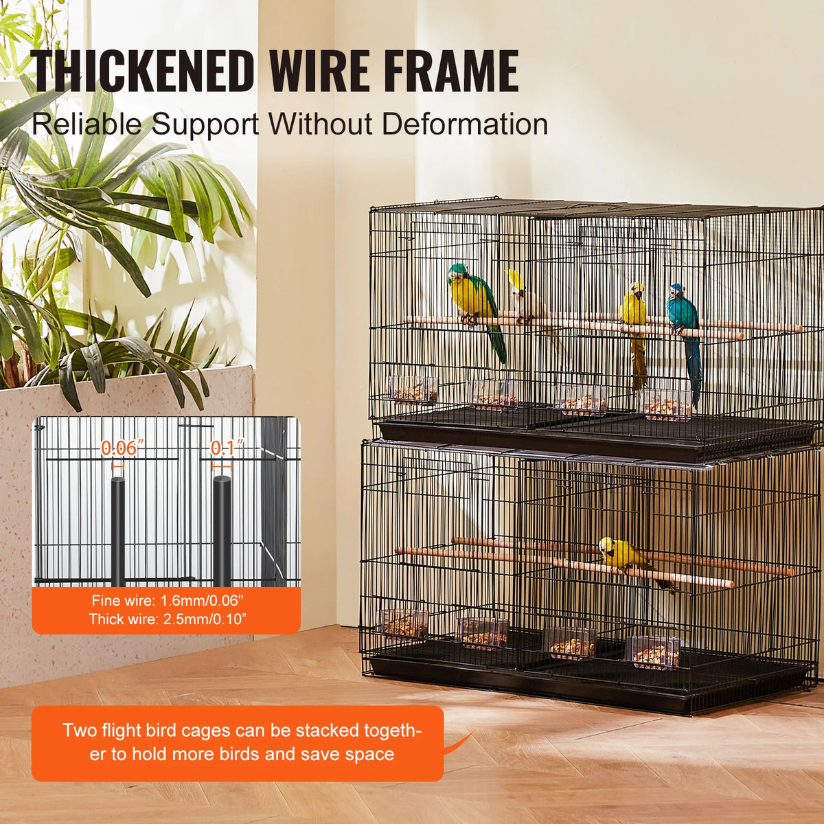 SucceBuy Stackable Divided Bird Cage With Travel Handle And Perch