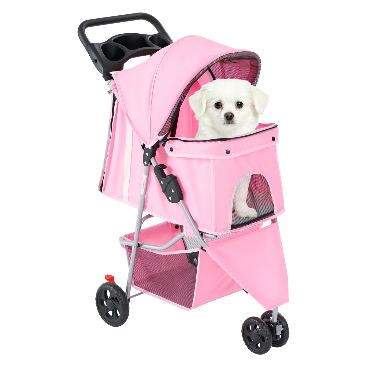DUMOS Foldable Pet Stroller With Mesh Windows And Basket