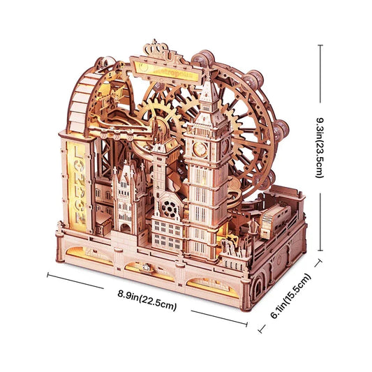 Robotime London City 3D Wooden Marble Run Mechanical Puzzle Kit