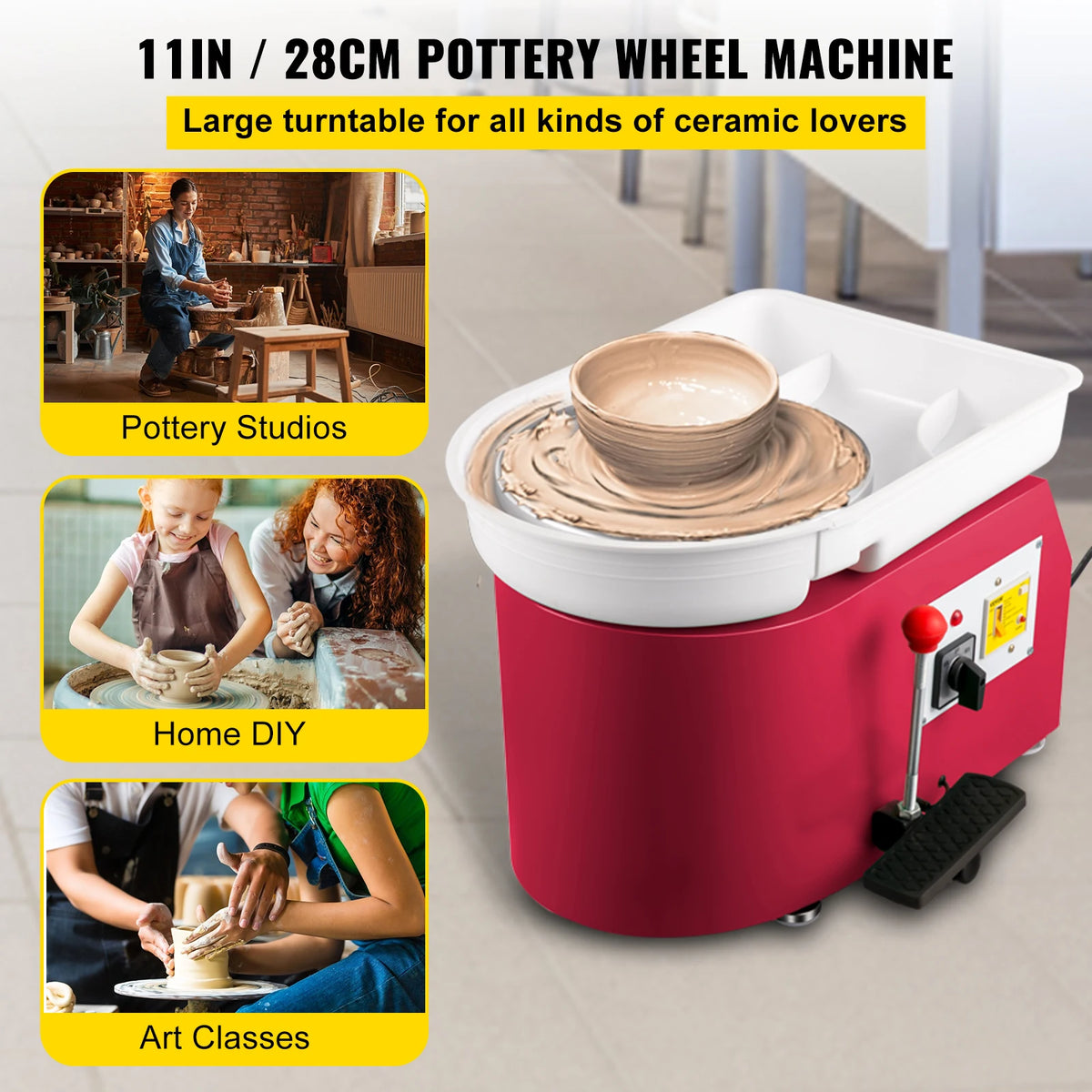 SucceBuy 350W Electric Pottery Wheel With Foot Control For Ceramics