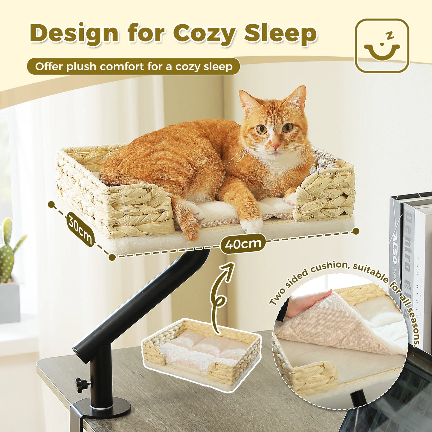 PAWZ Road Rotatable Cat Desk Hammock With Plush Cushion