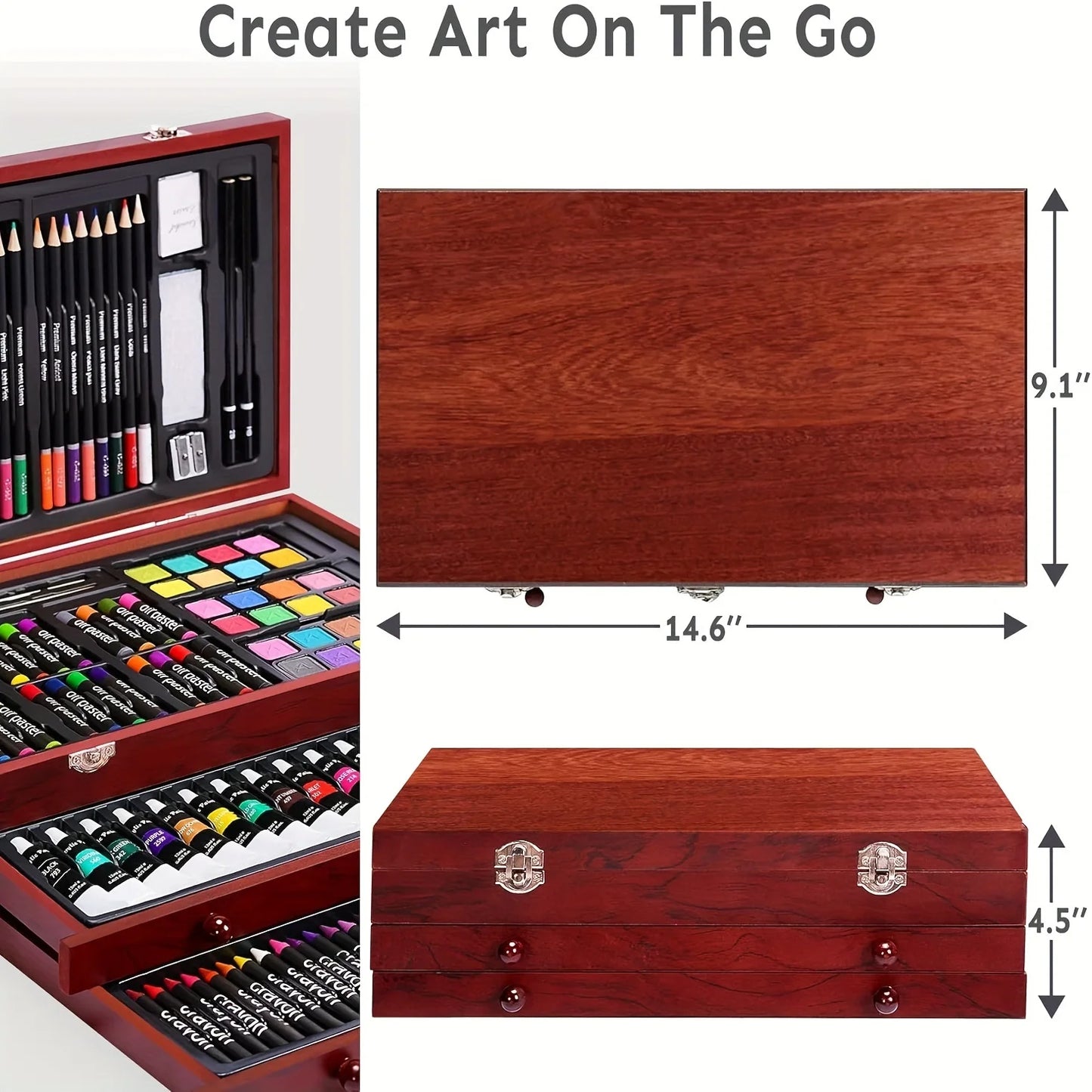 146 Piece Professional Art Kit Including Crayons Oil Pastels And Colored Pencils