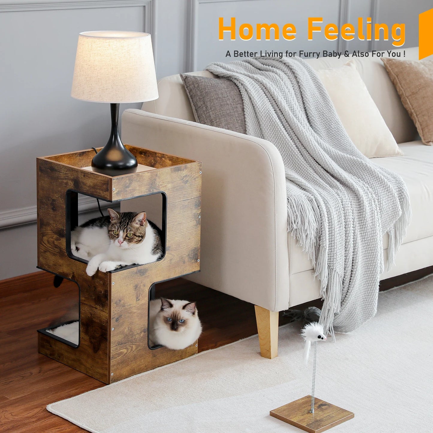 PAWZ Road Wood Cat Tree Condo House With Scratching Pad
