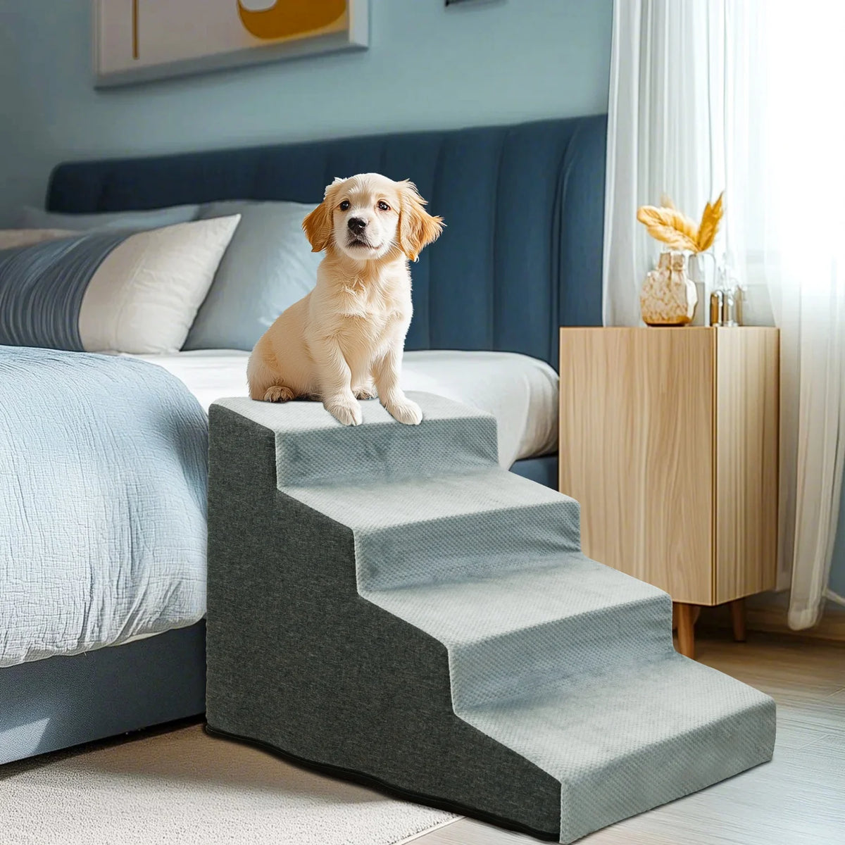 Dog Stairs Ramp With Washable Cover Non Slip Steps Sofa