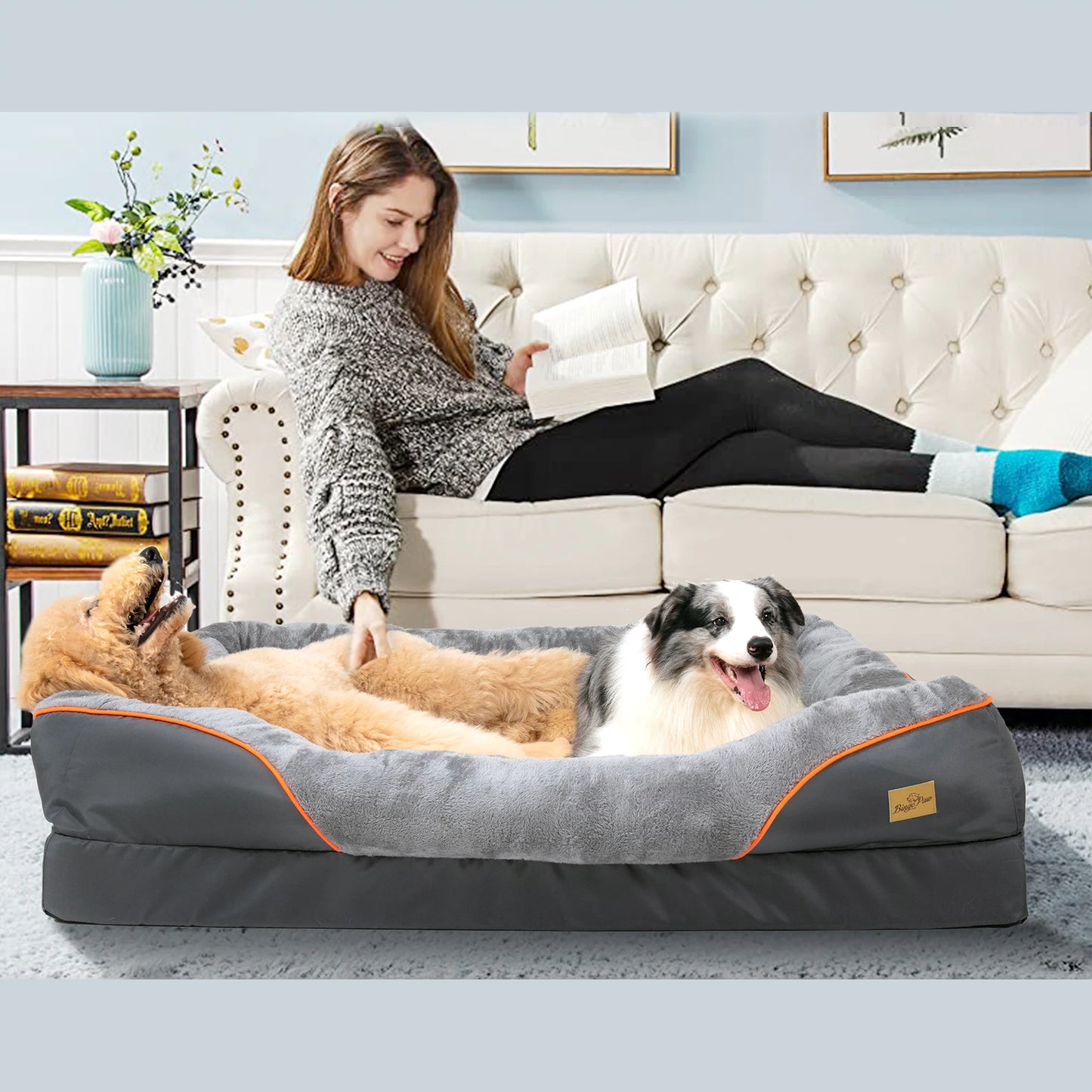 BINGOPAW Dog Bed With Removable Washable Cover Soft Foam Comfort