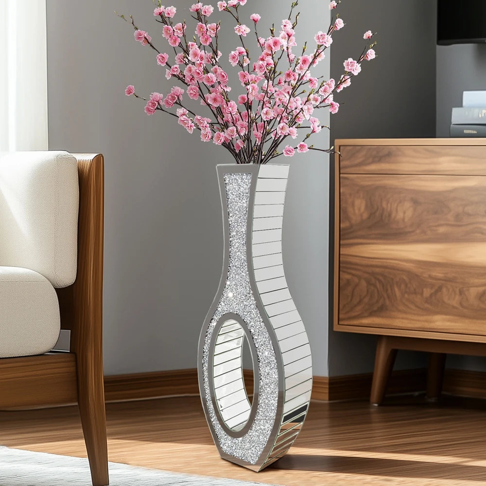 Decorative Mirrored Crush Diamond Floor Standing Vase