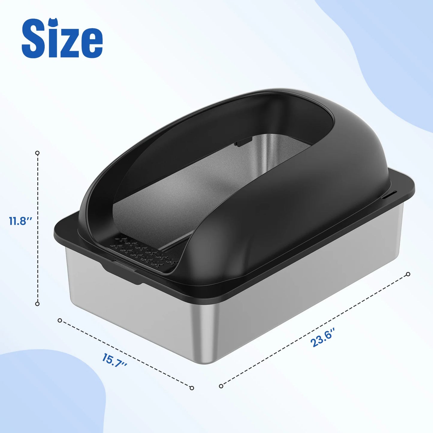 Stainless Steel Semi Closed Cat Litter Box With Lid