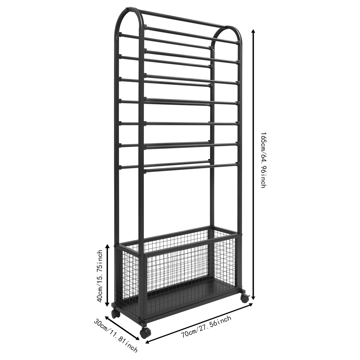 Iron Rolling Ribbon Holder Rack With Storage Basket