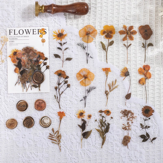 Vintage Dried Flower Leaf Specimen Stickers For Craft Projects