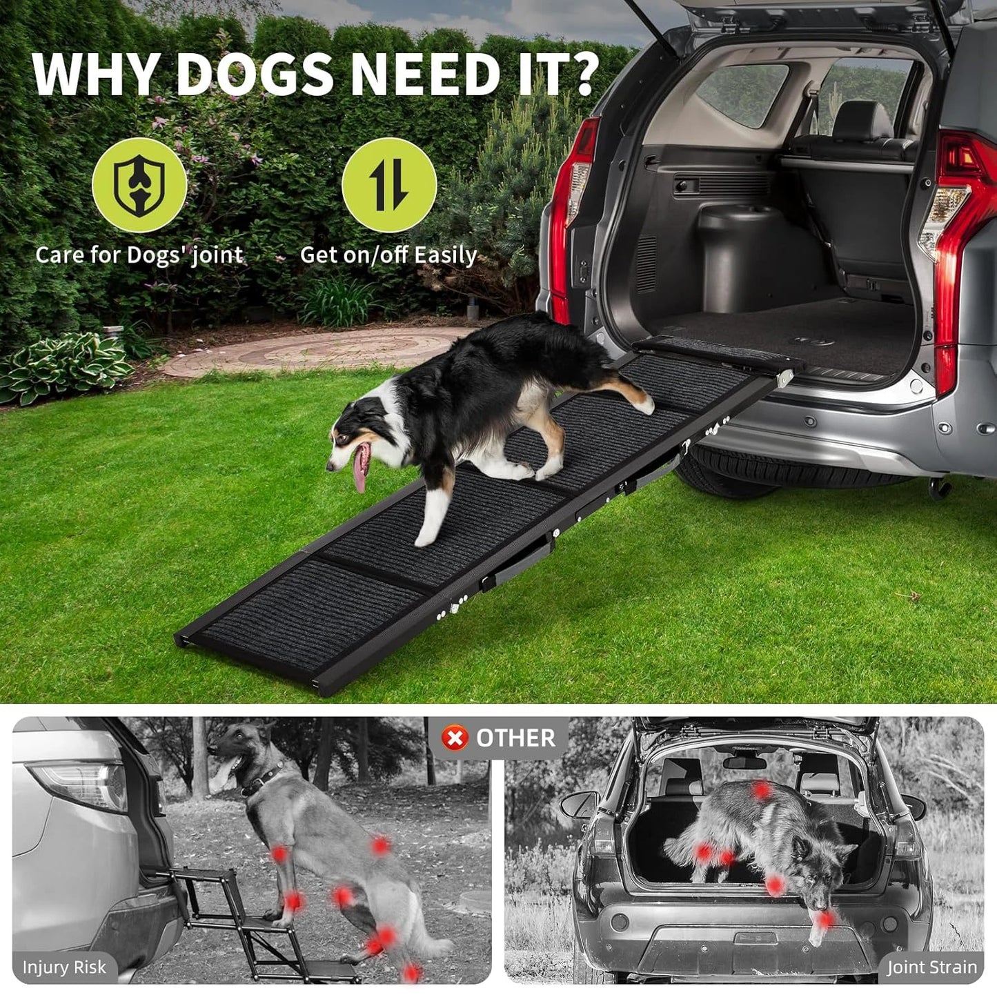 HiMISS Folding Pet Car Ramp With Anti Skid Surface