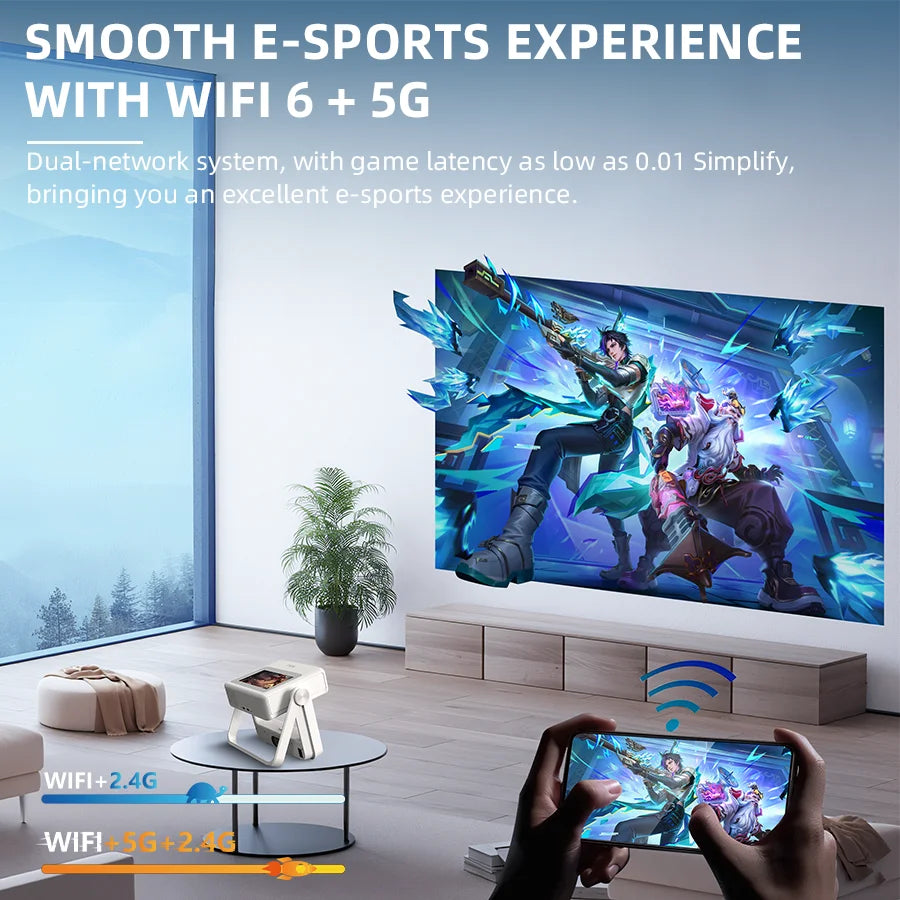 4K Touch Screen Projector Wifi Bluetooth Portable Theater Movie Cinema