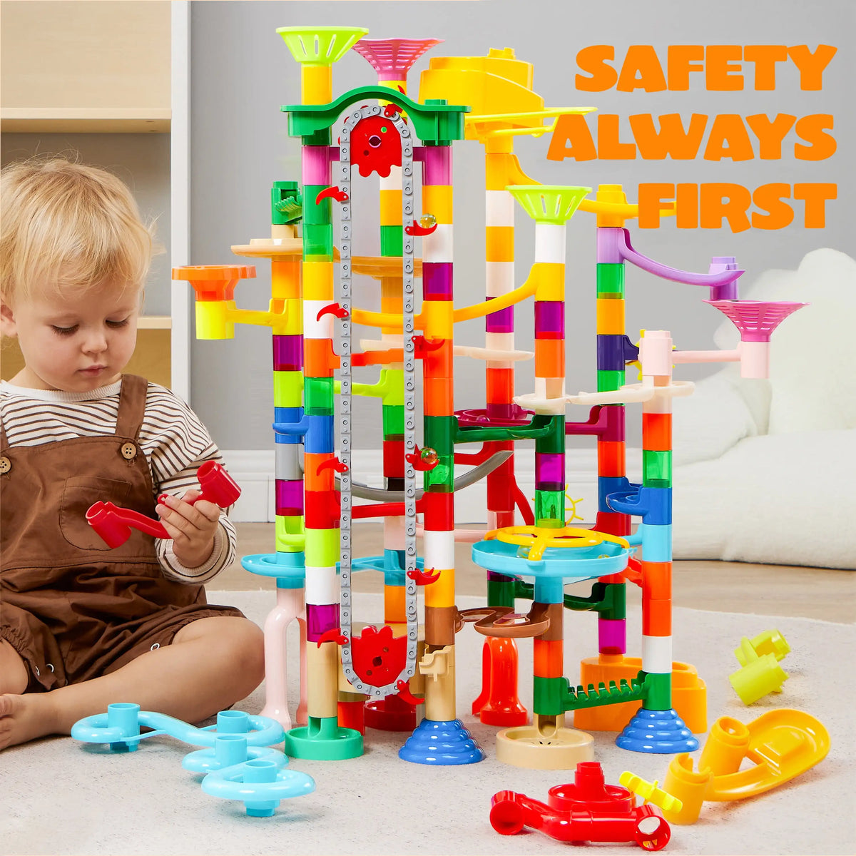 Joyfy Glowing Marble Run With Motorized Elevator STEM Building Set