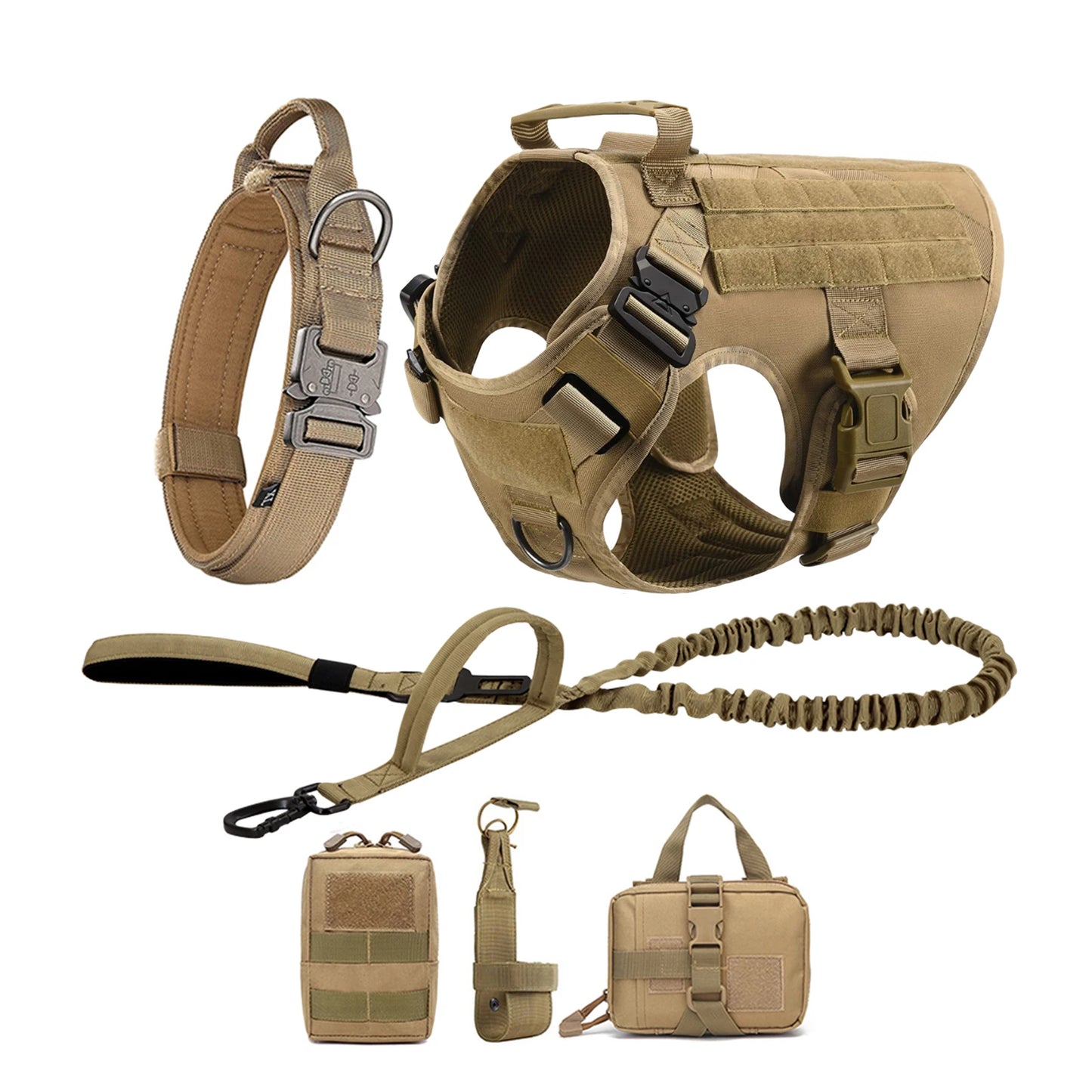 Heavy Duty Tactical Nylon Dog Harness With Molle Pouches