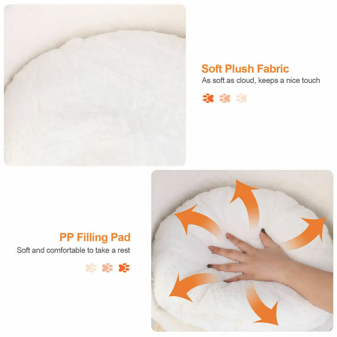 Luxurious Plush Cat Bed With Wooden Legs And Washable Cushion
