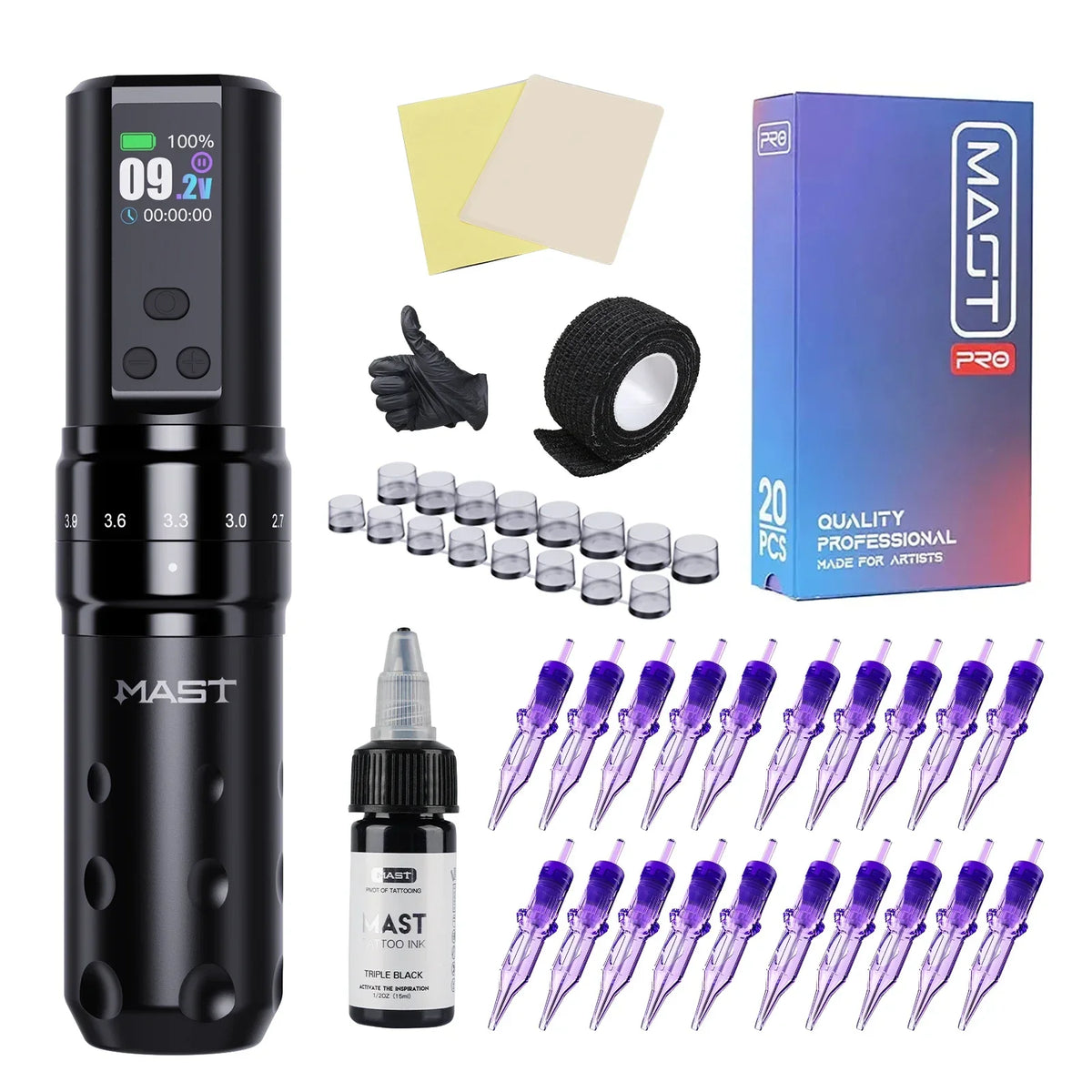 Mast Fold2 Pro Wireless Tattoo Pen Machine Kit Digital Display