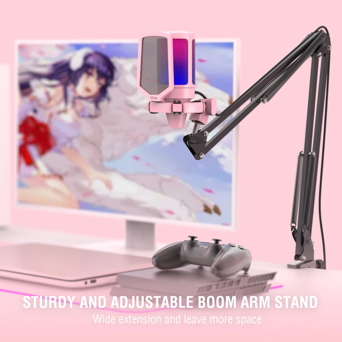 FIFINE USB Gaming Microphone Kit With Stand For Computer Streaming