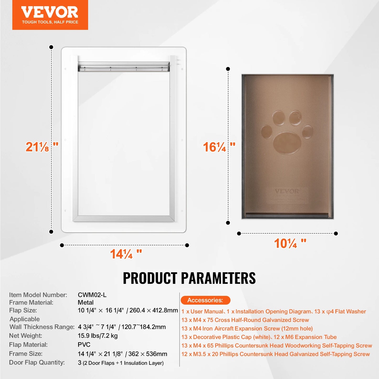 Pet Door Metal Frame With Lock And Three Flap Weatherproof