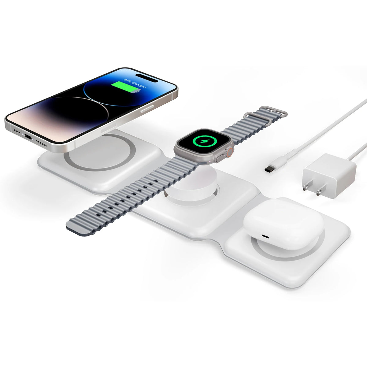 Foldable Magnetic Wireless Fast Charging Dock Station For Apple Devices