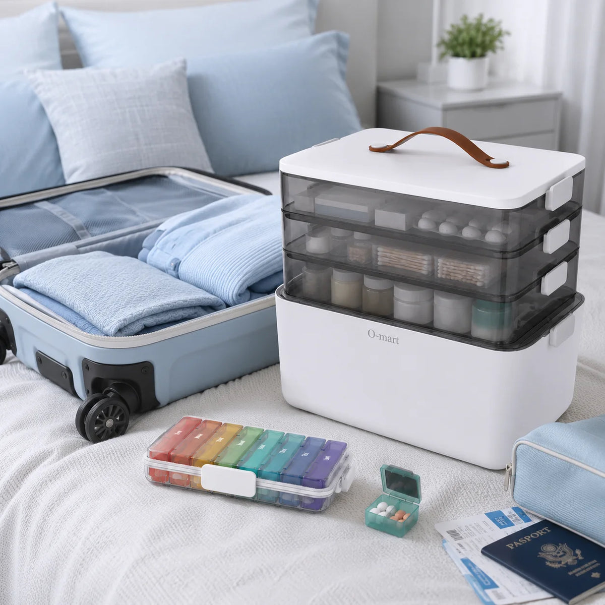 Joybos Medicine Storage Box With Removable Trays And Pill Organizer