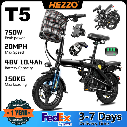Hezzo T5 Folding Electric Bike With 750W Peak Power Motor
