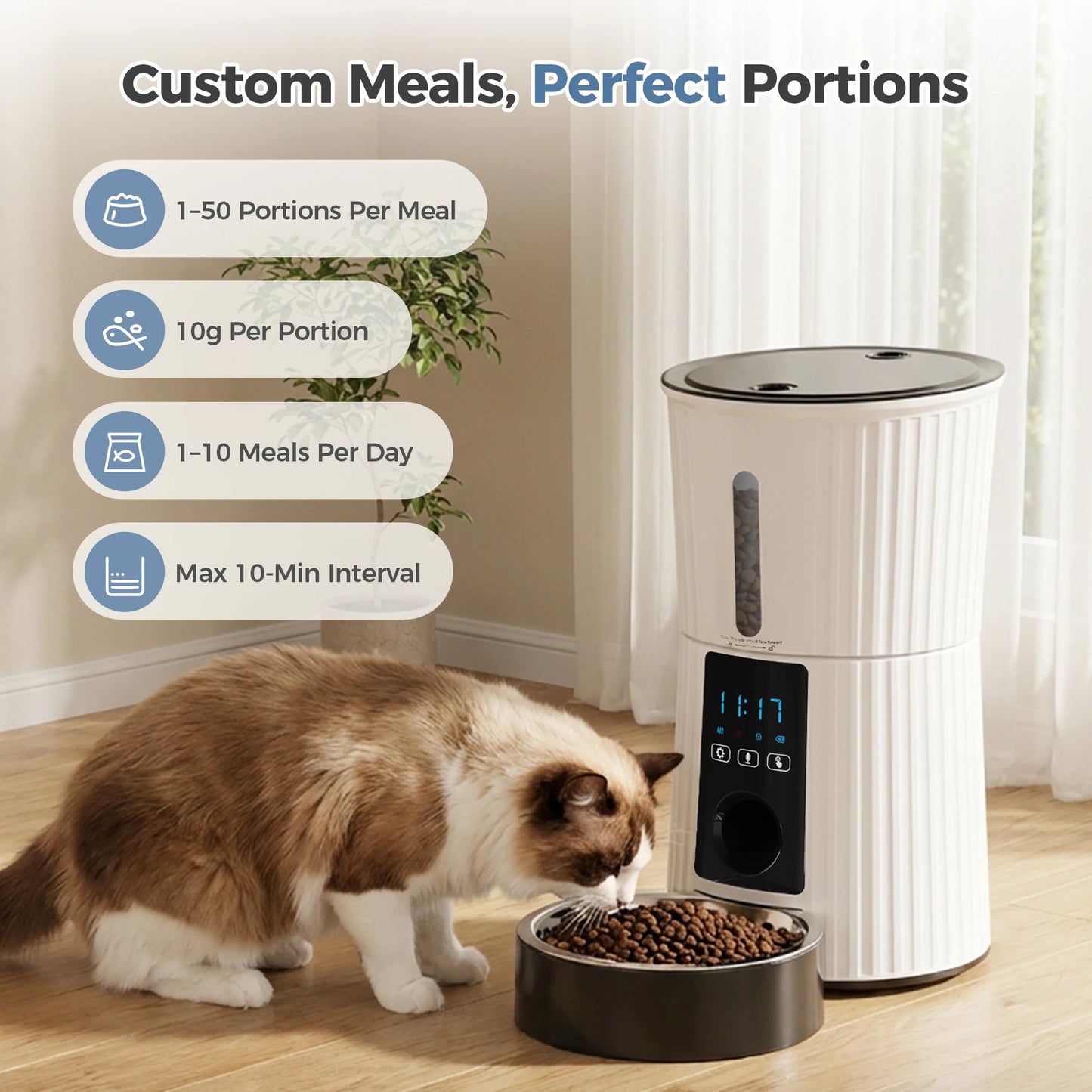 JHK Automatic WiFi Cat Feeder App Control Programmable Power Supply