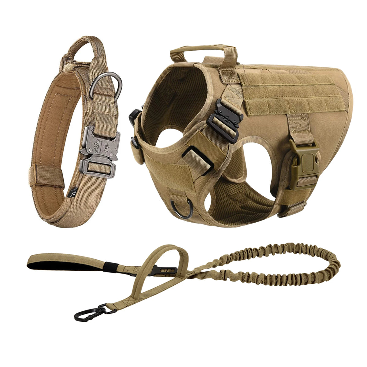 Heavy Duty Tactical Nylon Dog Harness With Molle Pouches