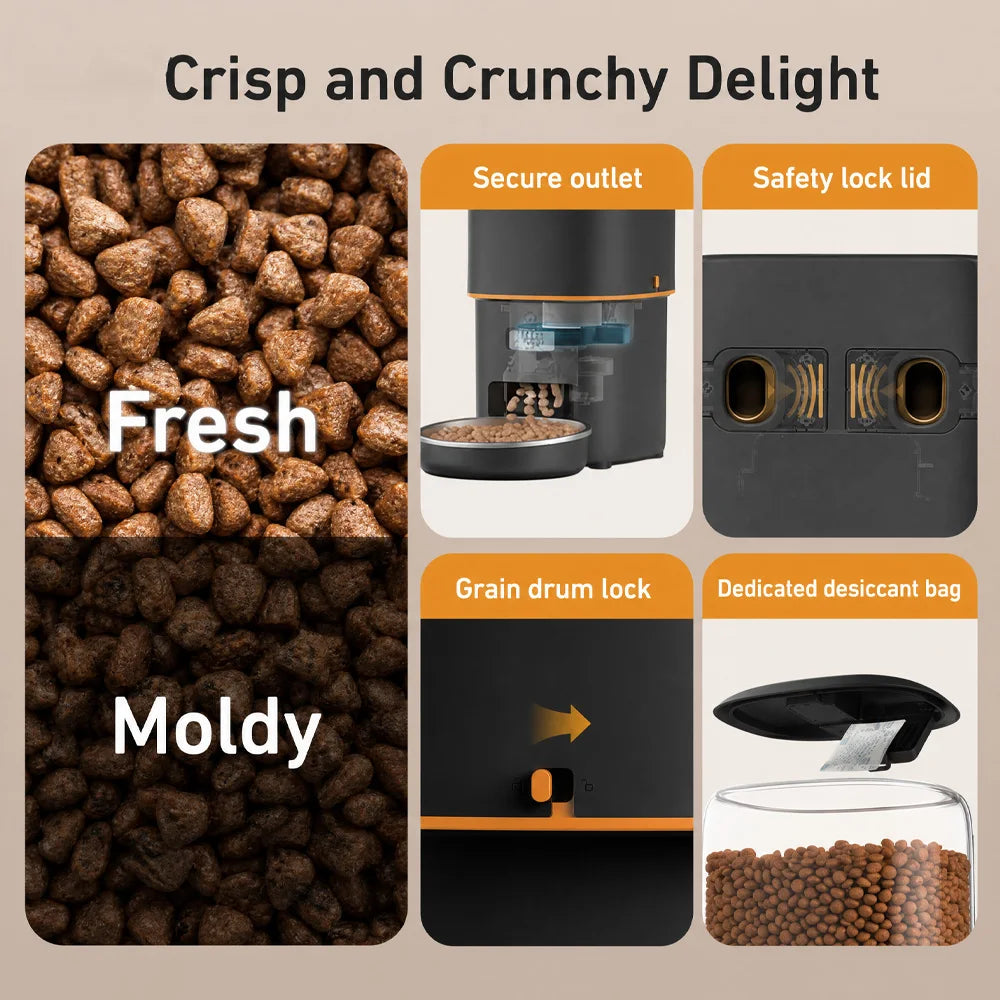 Nityers Automatic Cat Food Dispenser With Stainless Steel Bowl