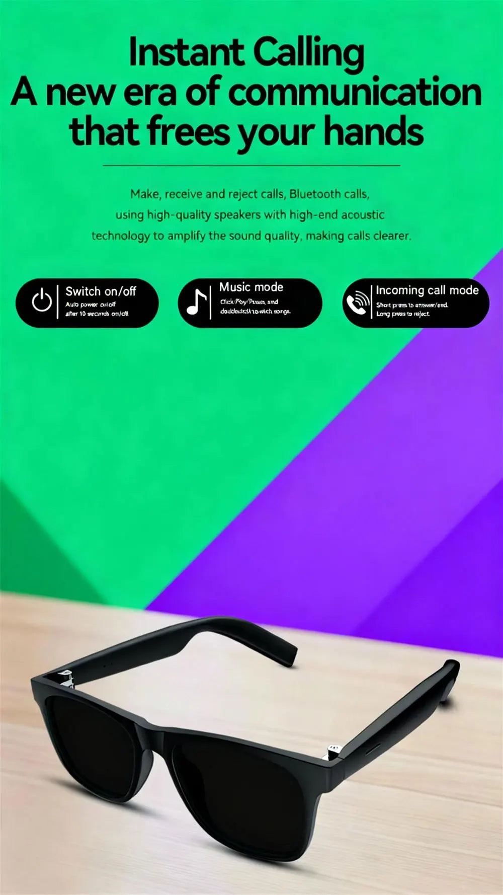 Chotog D11 Plus Smart Glasses With Touch Control Stereo Audio