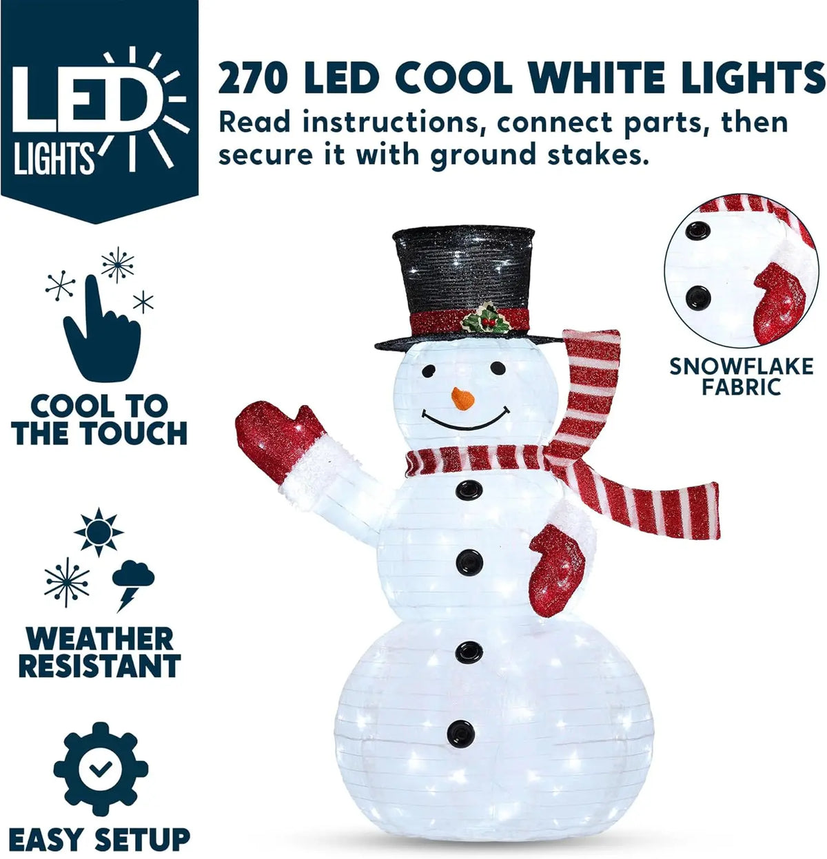 Joyfy 3D Collapsible Snowman LED Christmas Yard Lights