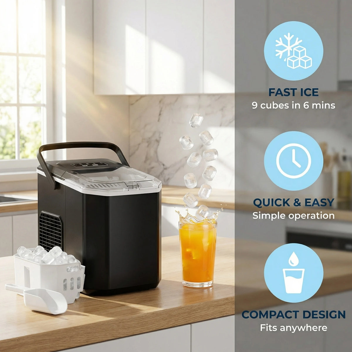 Philergo Countertop Ice Maker Machine With Basket And Scoop