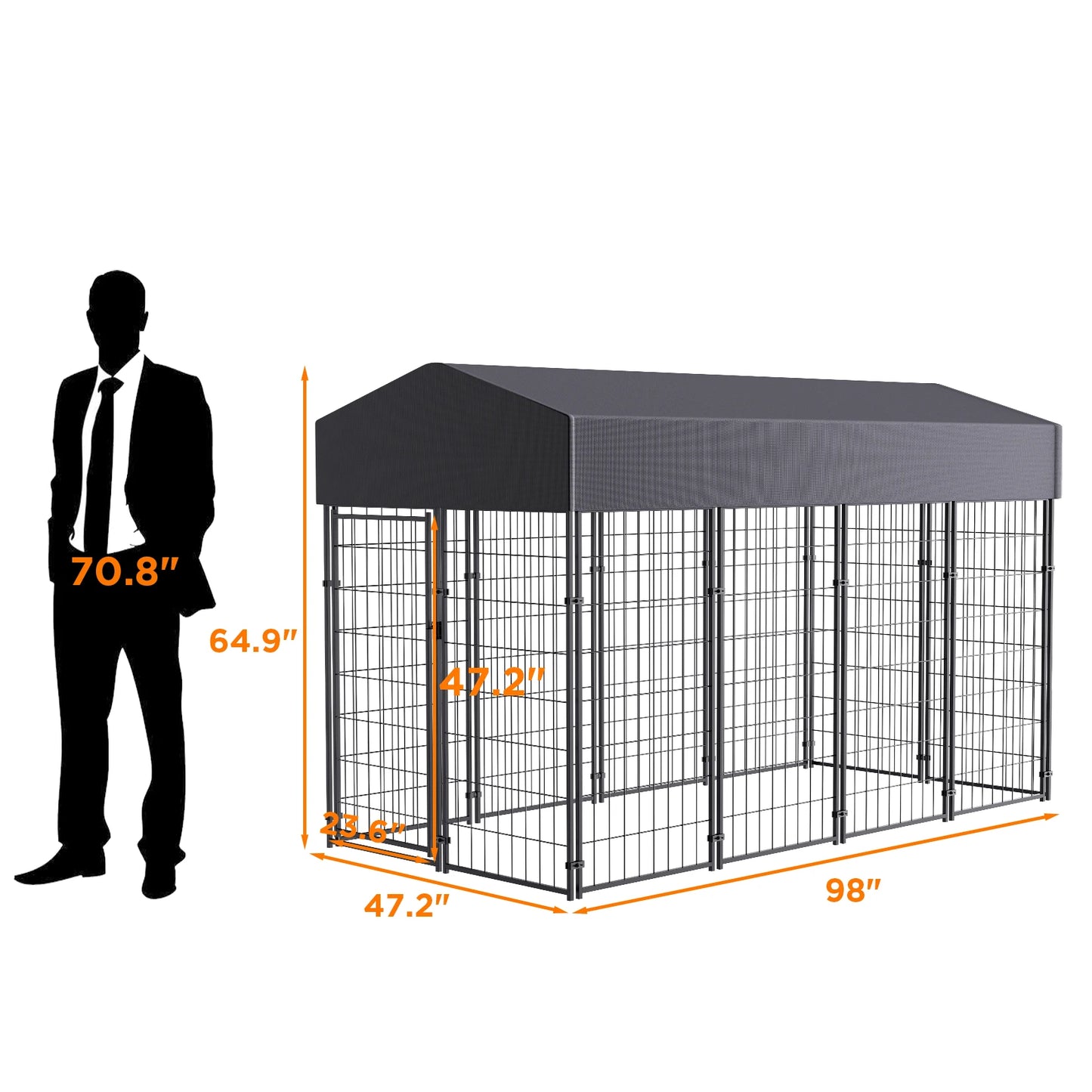 Bingopaw Outdoor Welded Wire Dog Kennel With Waterproof Cover