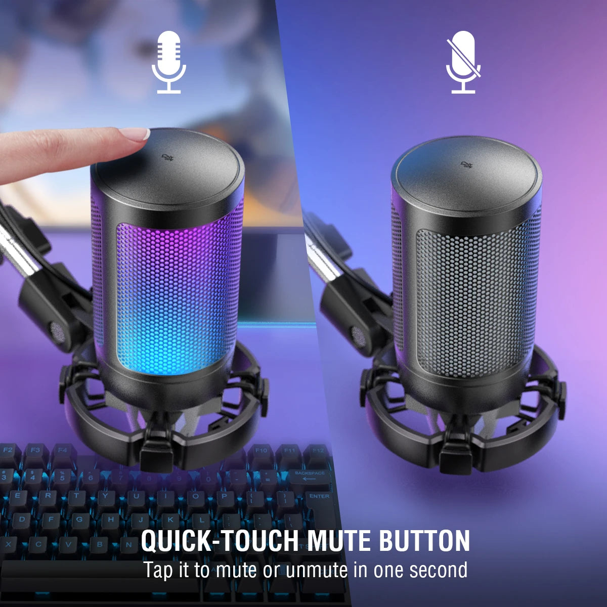 FIFINE USB Gaming Microphone Kit With Stand For Computer Streaming