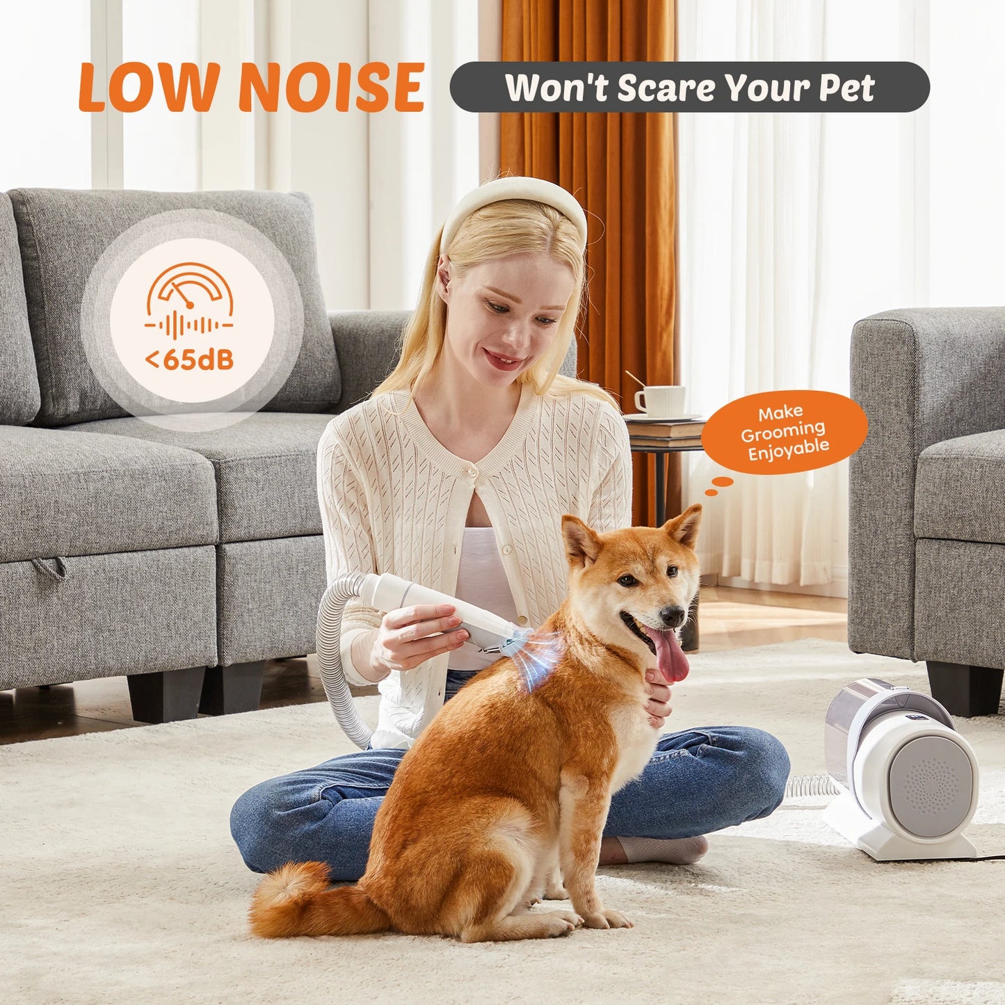 Professional Cordless Pet Grooming Vacuum Kit With Low Noise Clippers