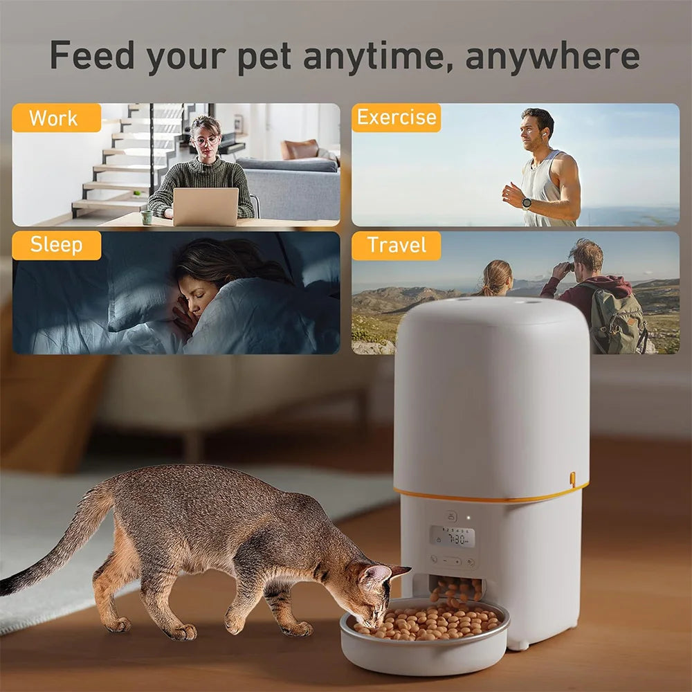 Nityers Automatic Cat Food Dispenser With Stainless Steel Bowl