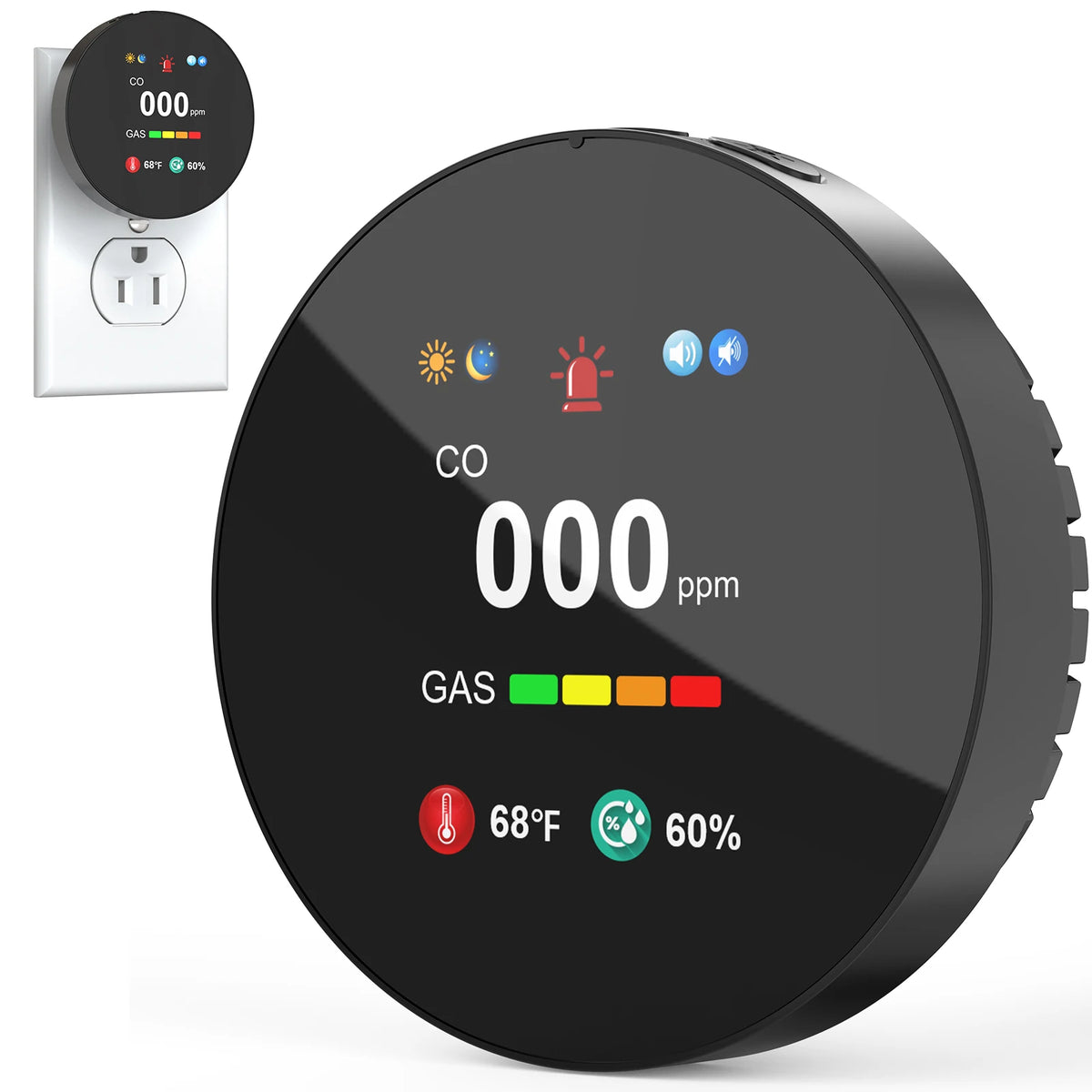 CHZHVAN Four-in-One Plug-In Carbon Monoxide and Gas Detector Alarm
