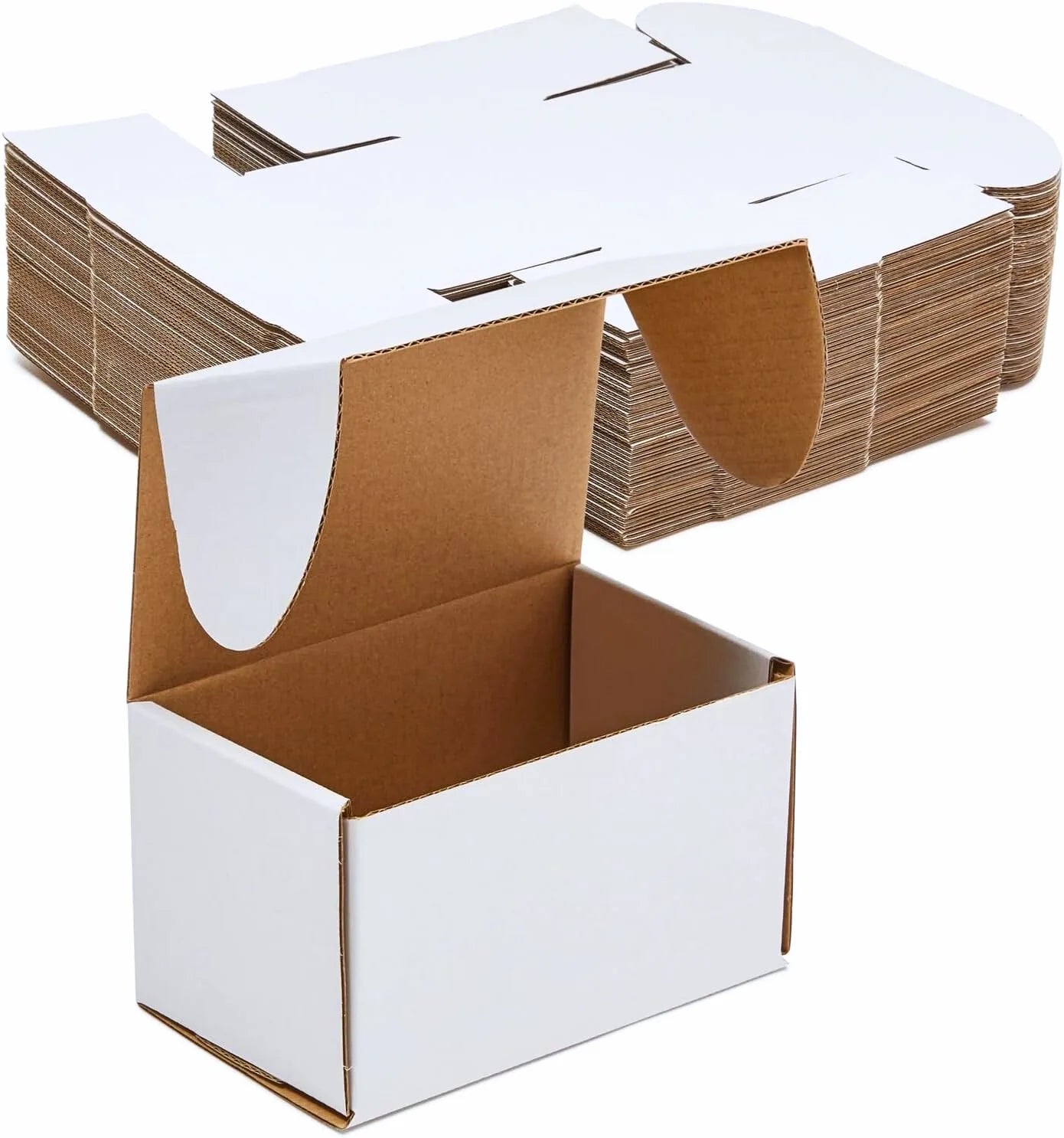 Set Of 50 White Corrugated Cardboard Shipping Boxes