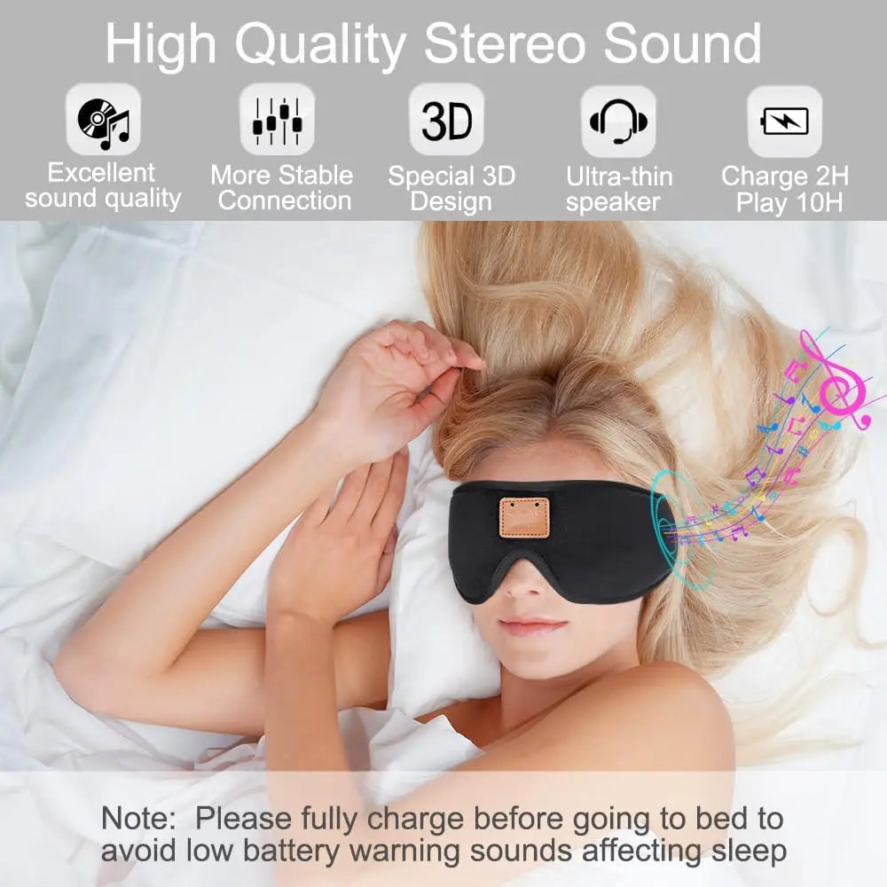 3D Sleep Mask With Built In Speakers And Bluetooth Headphones